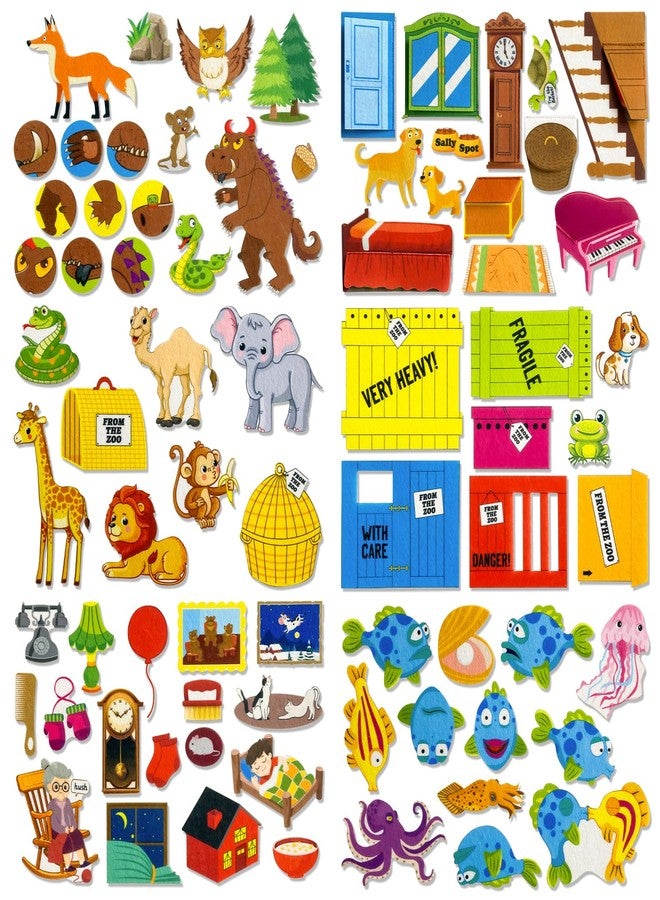 PENGFULL 5 Sets (75P) Felt Board Stories Pieces,Tell Five Picture Books Stories(Goodnight Moon,Dear Zoo), for Felt Fannel Board,for Preschool, Kindergarten,Family Time - Image 1